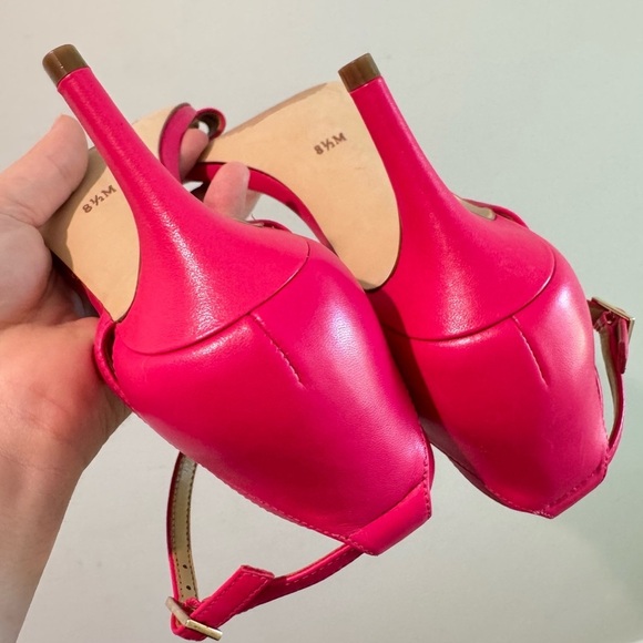 Talbots Rosalie Hot Pink Leather Ankle Strap Heeled Sandal Size 8.5M - Picture 7 of 8